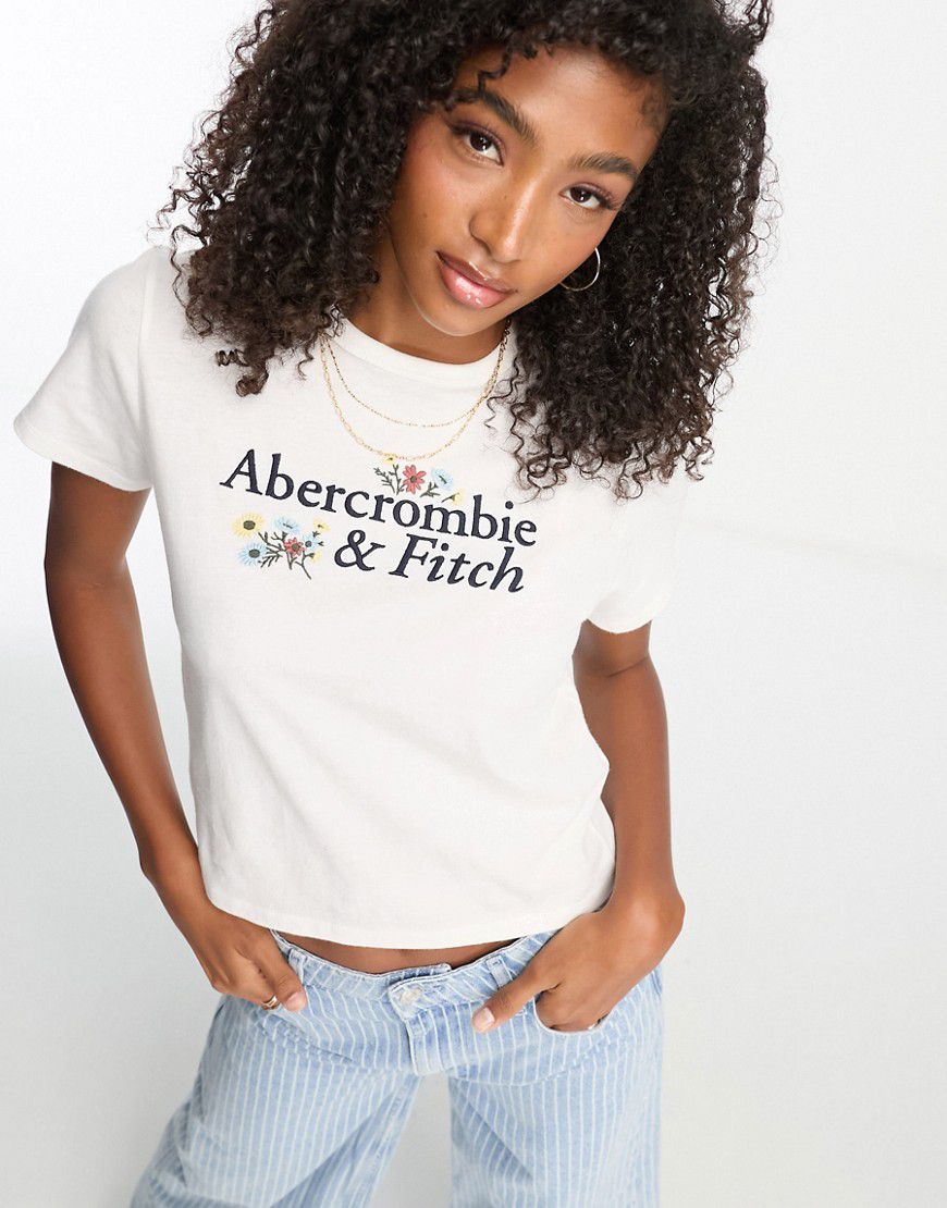 T-shirt bianca slim con stampa sul petto - Abercrombie & Fitch - Modalova