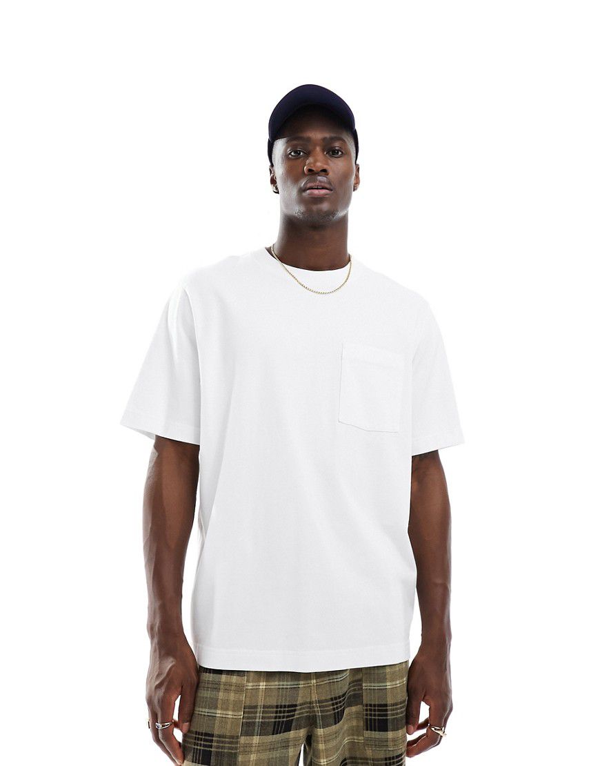 T-shirt premium pesante bianca con tasca - Abercrombie & Fitch - Modalova