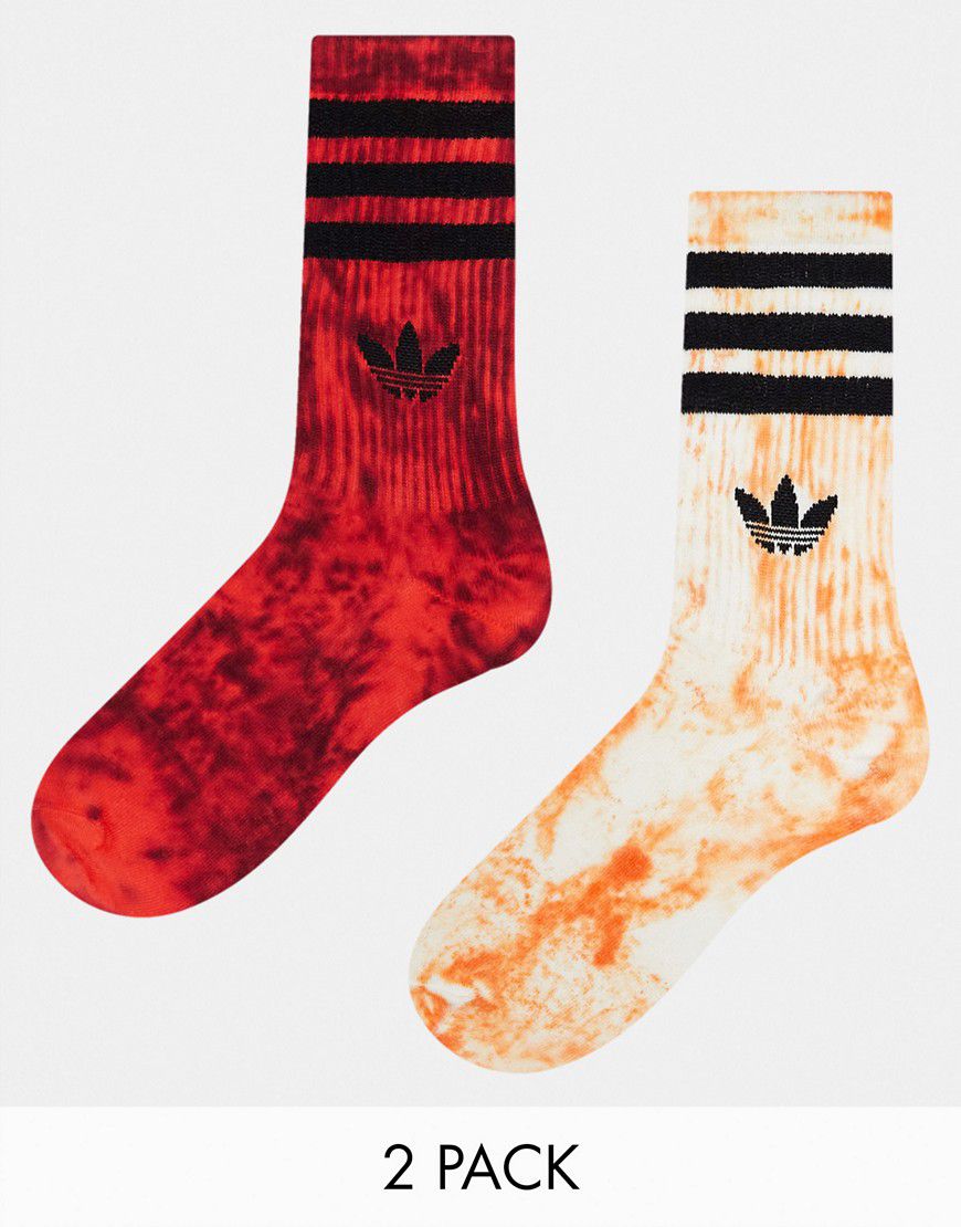 Confezione da 2 paia di calzini tie-dye color rosso-arancione - adidas Originals - Modalova