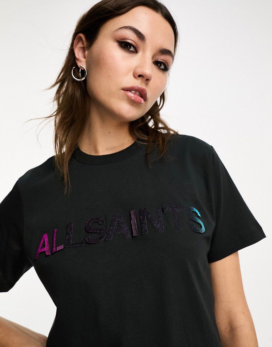 Shadow - T-shirt boyfriend nera con logo - AllSaints - Modalova