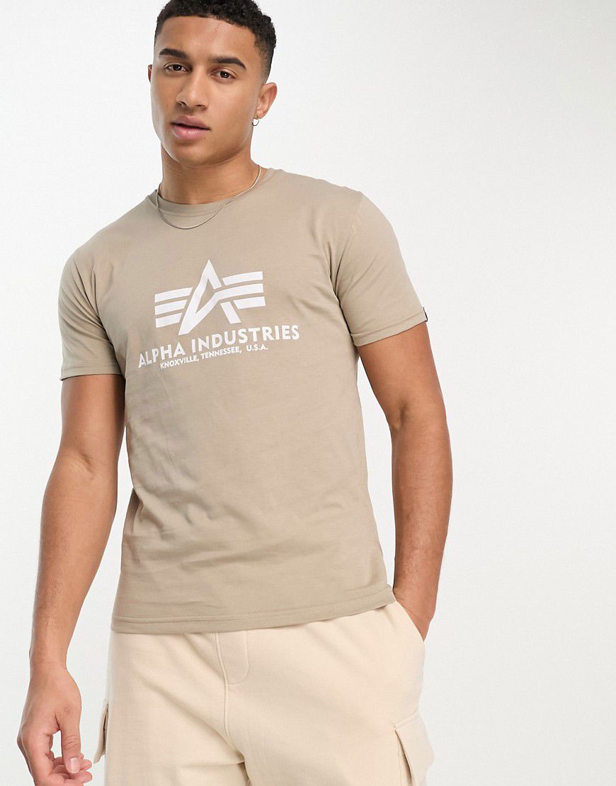T-shirt basic color sabbia con logo - Alpha Industries - Modalova