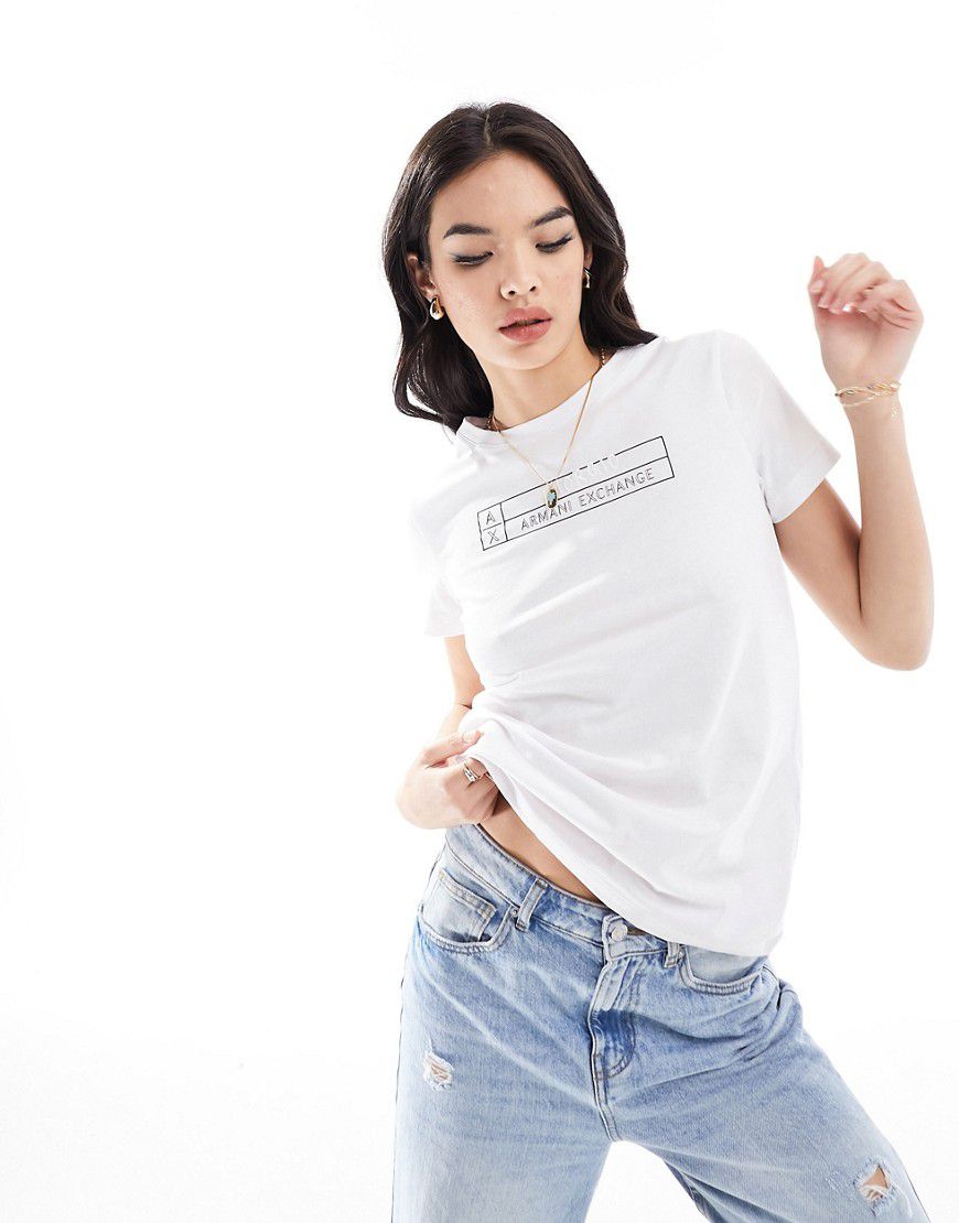 T-shirt bianca regular fit con stampa - Armani Exchange - Modalova