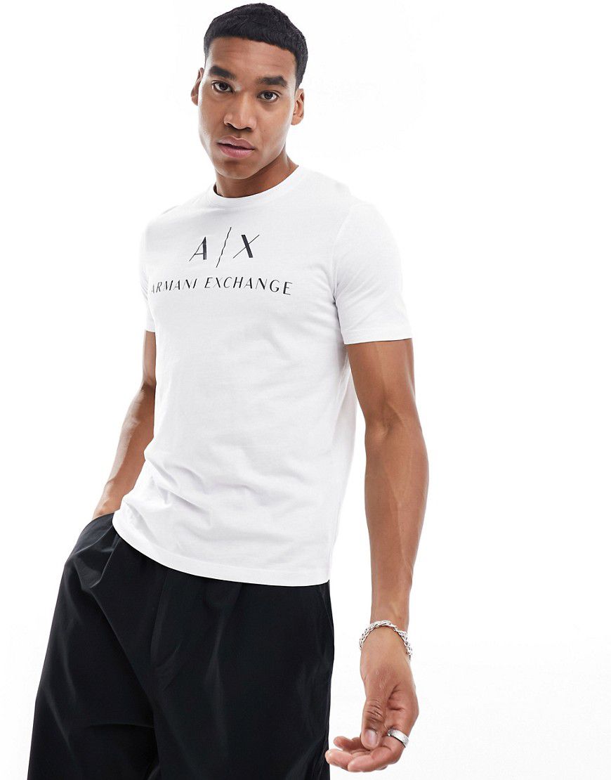 T-shirt slim fit bianca con logo sul petto - Armani Exchange - Modalova