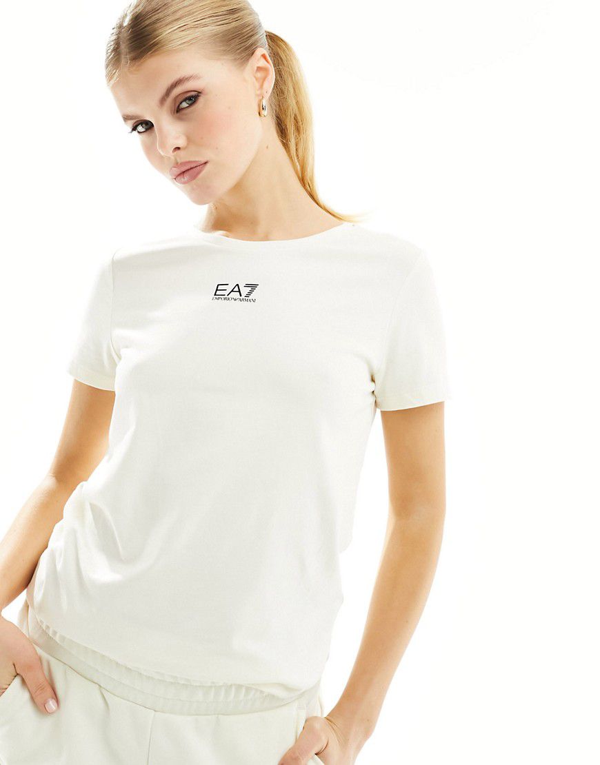 Armani - - T-shirt color crema con logo centrale - EA7 - Modalova