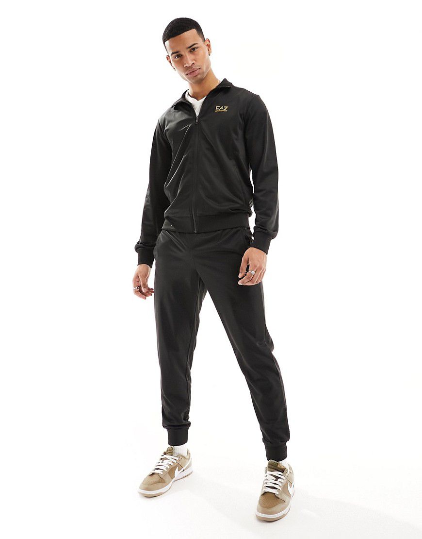 Armani - - Tuta sportiva nera con giacca in tricot e zip e joggers con logo piccolo - EA7 - Modalova