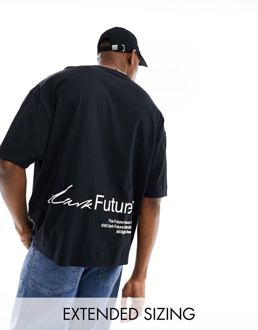 ASOS Dark Future - T-shirt oversize nera con stampa sulla schiena - ASOS DESIGN - Modalova