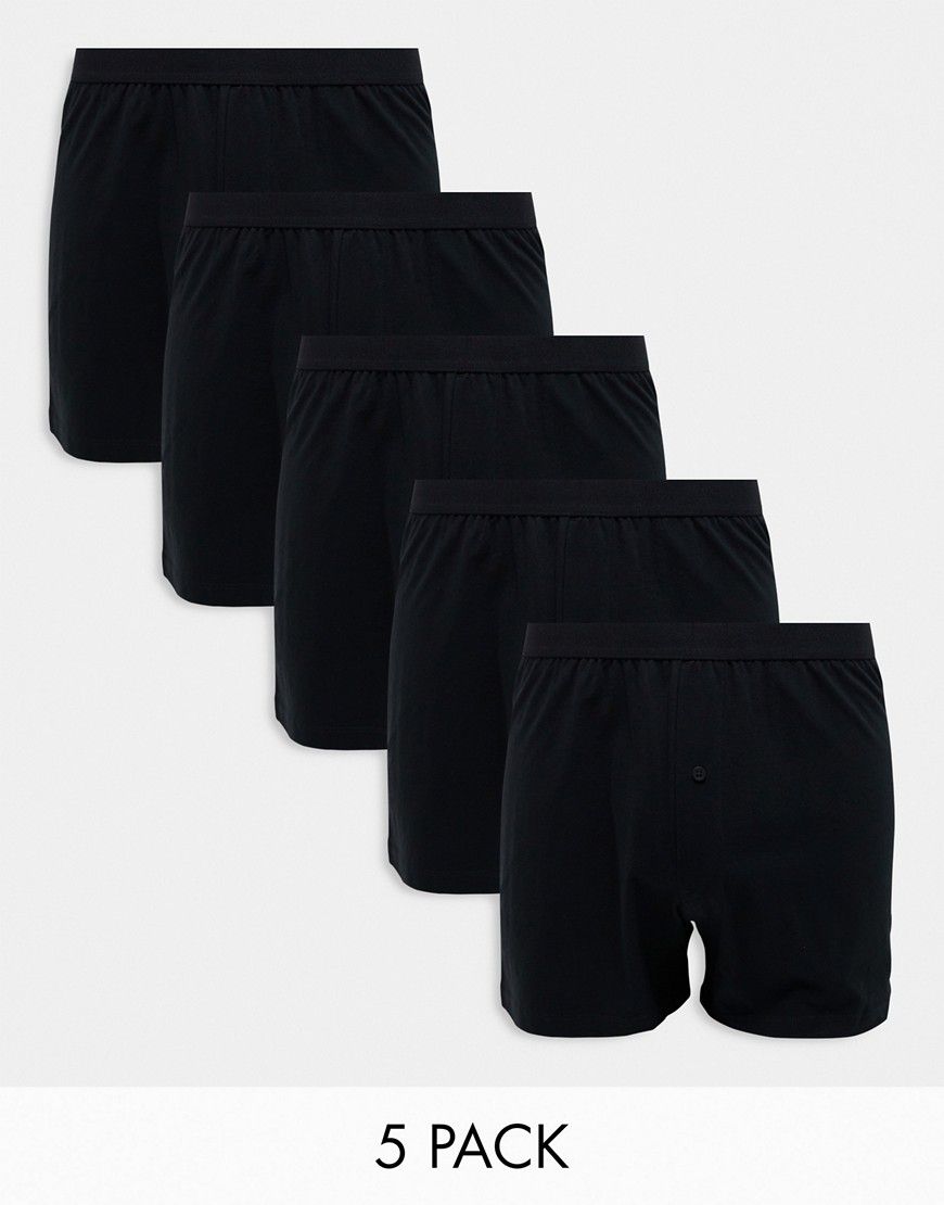 Confezione da 5 boxer in jersey neri - ASOS DESIGN - Modalova