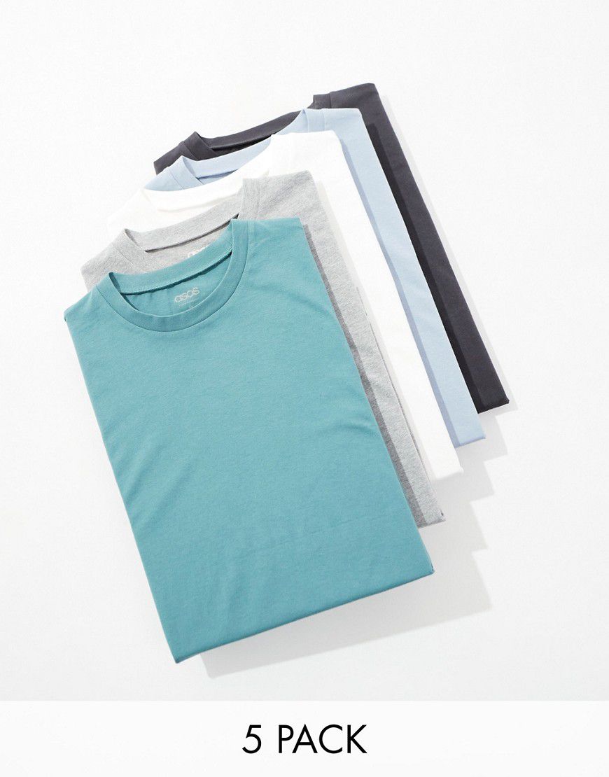 Confezione da 5 T-shirt oversize in colorazioni multiple - ASOS DESIGN - Modalova