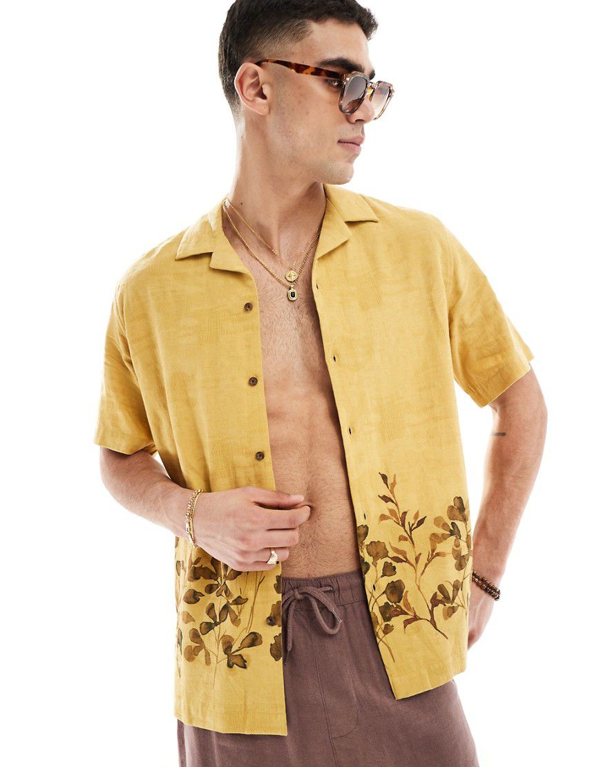 Camicia comoda con rever gialla con stampa floreale jacquard - ASOS DESIGN - Modalova