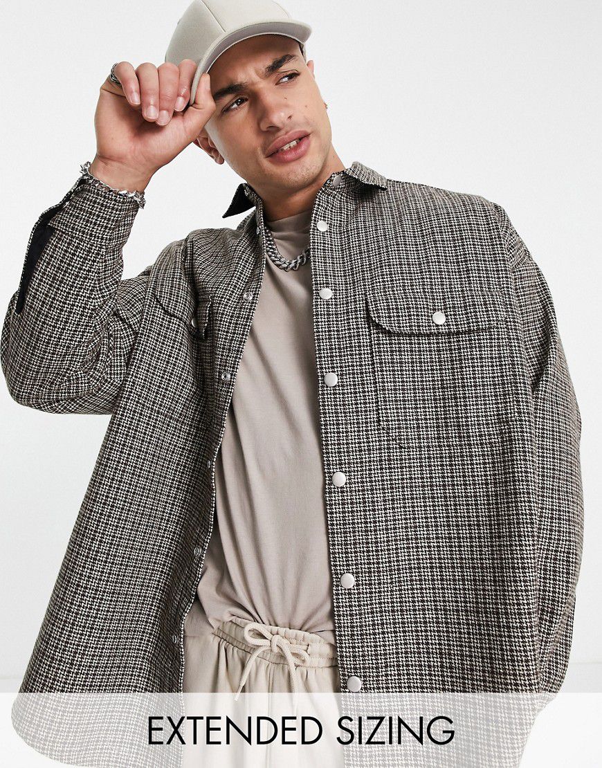 Camicia giacca super oversize in misto lana a quadri heritage - ASOS DESIGN - Modalova
