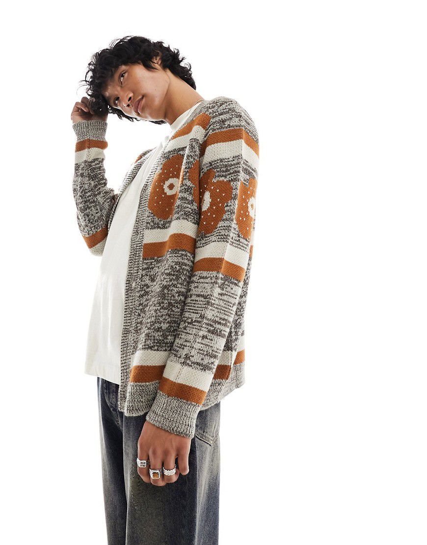 Cardigan in maglia antracite con design floreale - ASOS DESIGN - Modalova