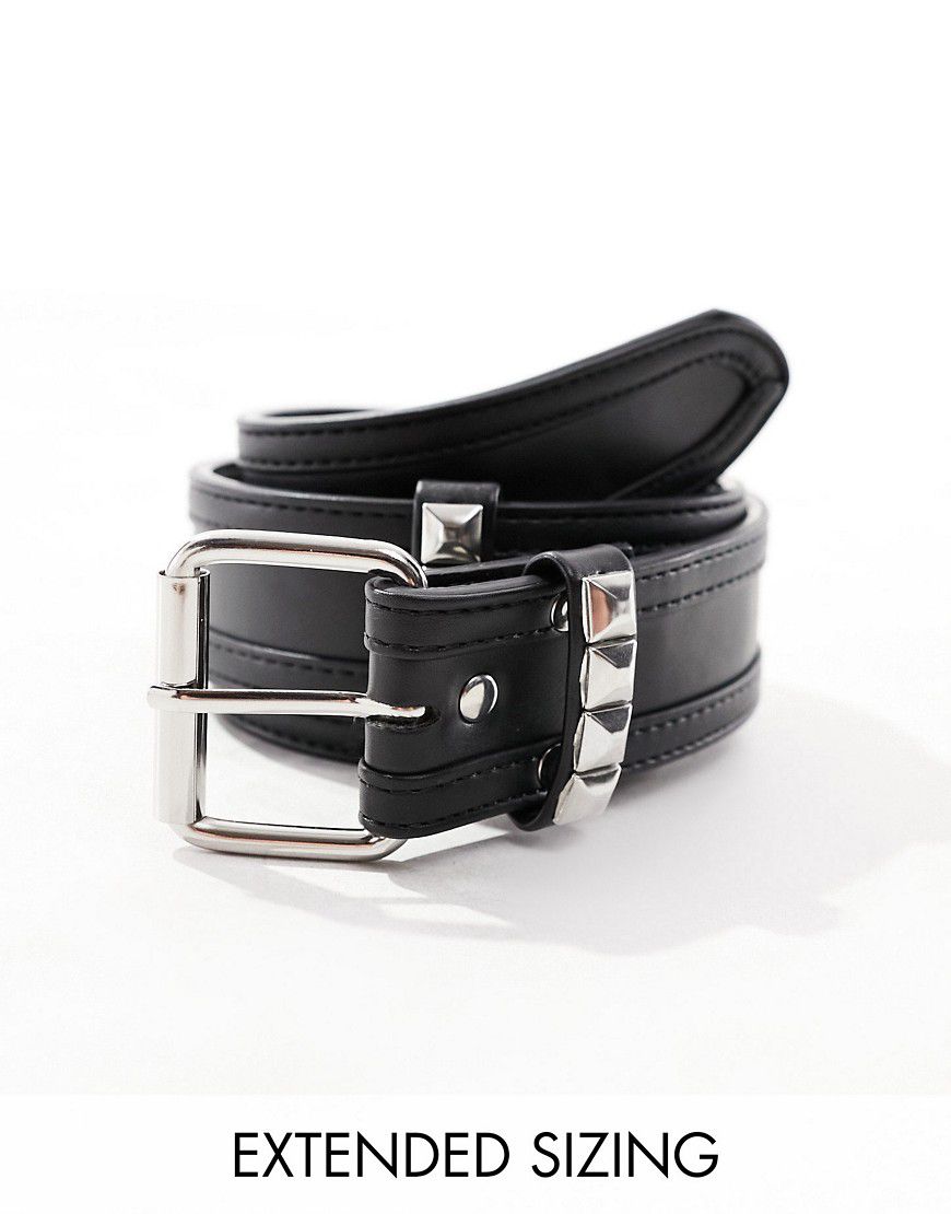 Cintura in pelle sintetica nera con occhielli in metallo - ASOS DESIGN - Modalova