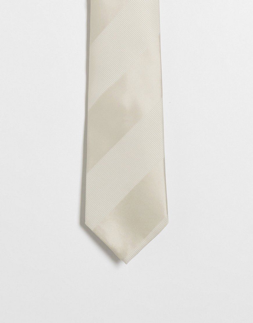 Cravatta classica color pietra a righe tono su tono - ASOS DESIGN - Modalova