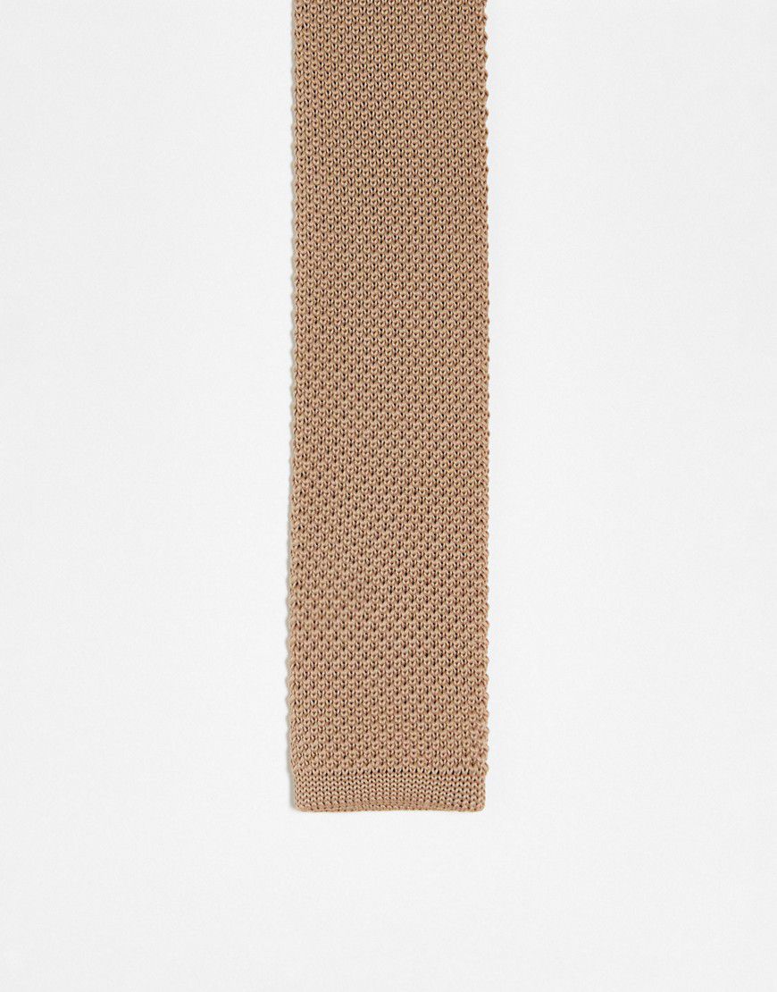 Cravatta in maglia beige - ASOS DESIGN - Modalova