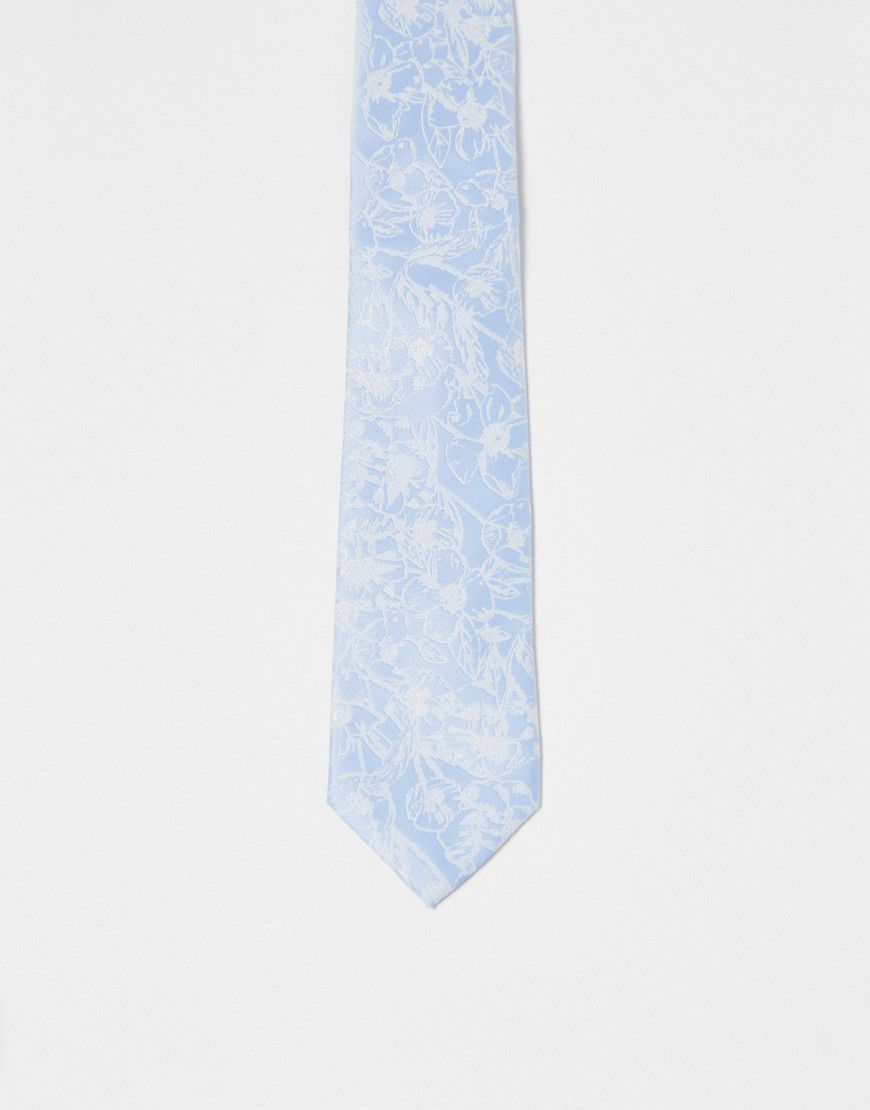 Cravatta sottile azzurra a fiori - ASOS DESIGN - Modalova