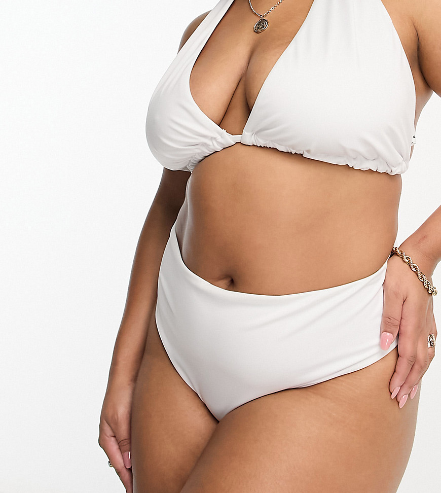 ASOS DESIGN Curve - Mix and Match - Slip bikini a vita alta sgambati bianchi - ASOS Curve - Modalova