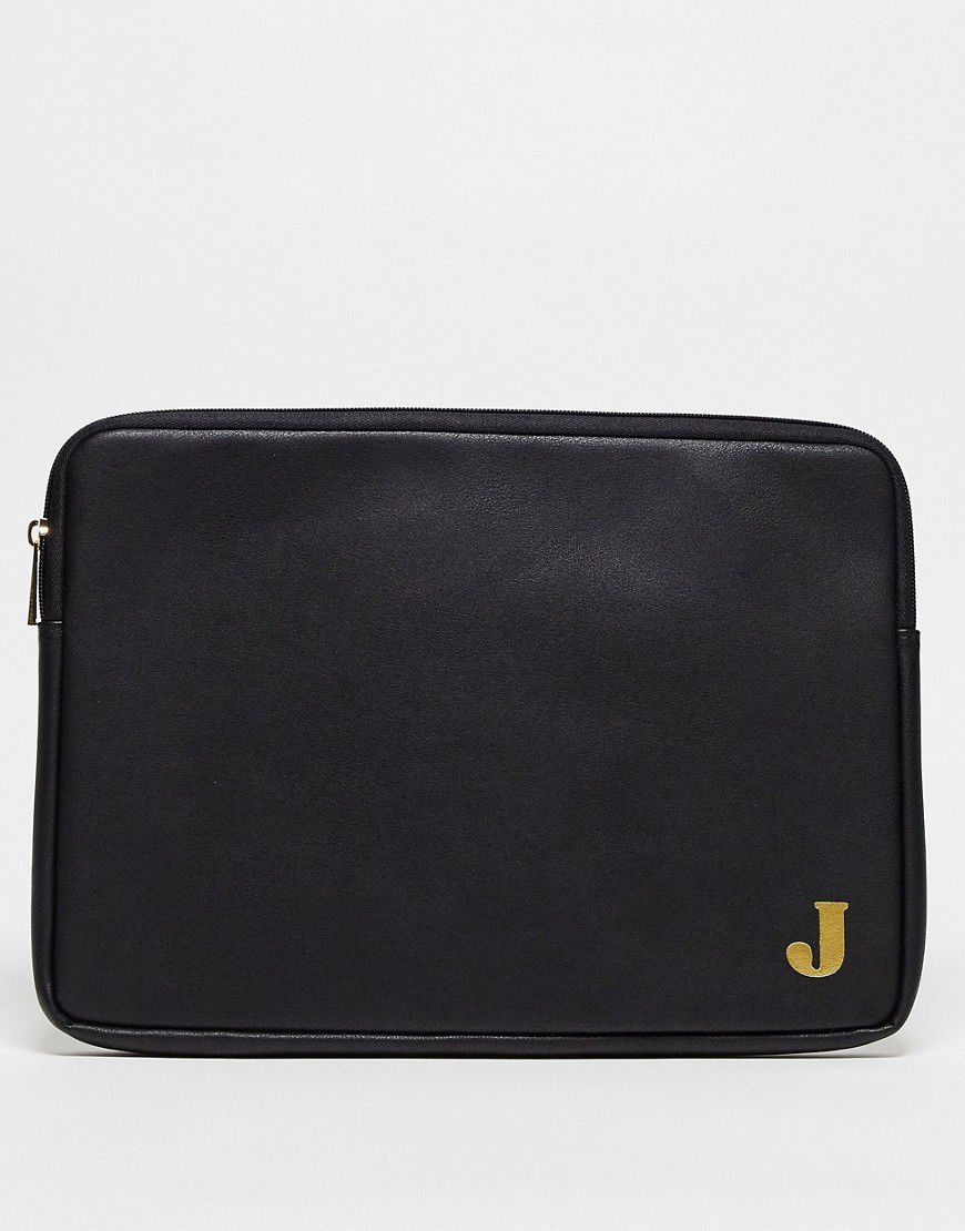 Custodia per portatile nera personalizzata con lettera "J" - ASOS DESIGN - Modalova