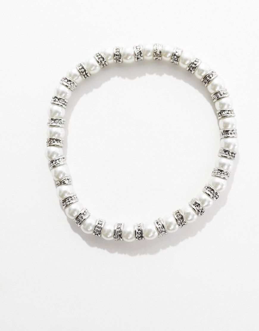 Bracciale con perle sintetiche e perline in metallo - ASOS DESIGN - Modalova