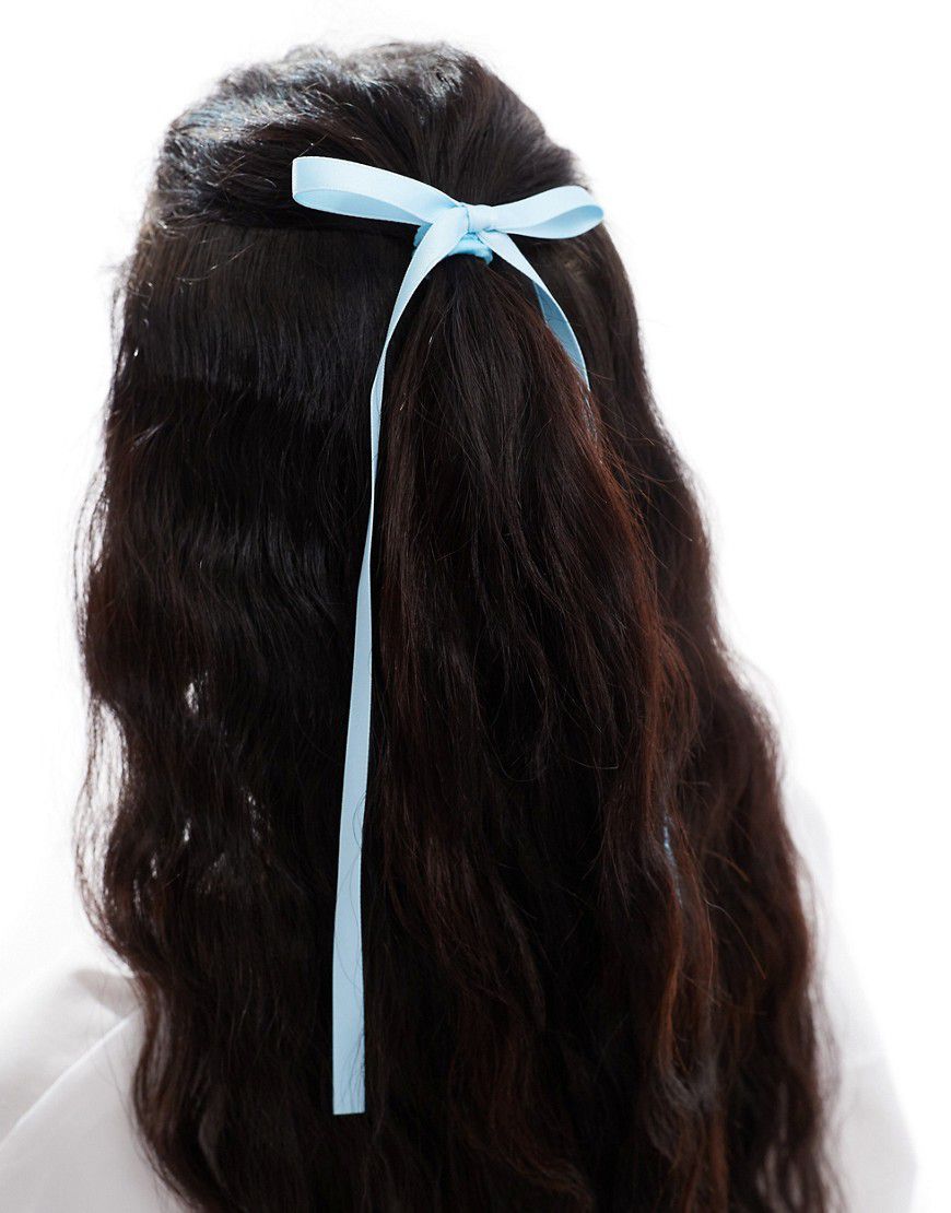 Elastico per capelli azzurro con fiocco sottile - ASOS DESIGN - Modalova