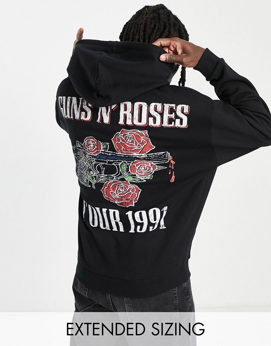Felpa con cappuccio oversize nera con stampa dei Guns N' Roses - ASOS DESIGN - Modalova