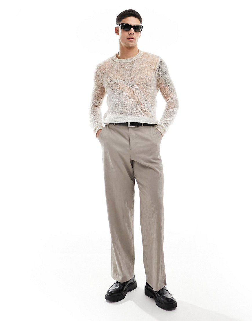 Maglione girocollo in maglia color pietra testurizzata trasparente - ASOS DESIGN - Modalova
