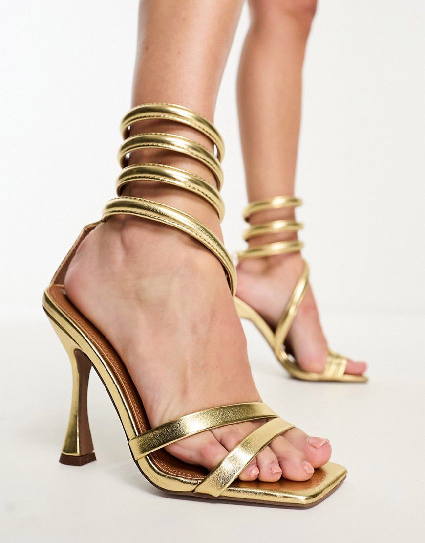 Neo - Sandali con tacco dorati con dettaglio sulla caviglia - ASOS DESIGN - Modalova