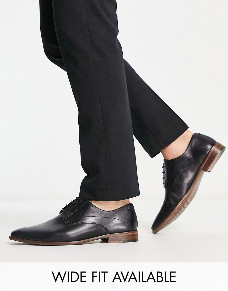 Scarpe Derby stringate in pelle nera - ASOS DESIGN - Modalova