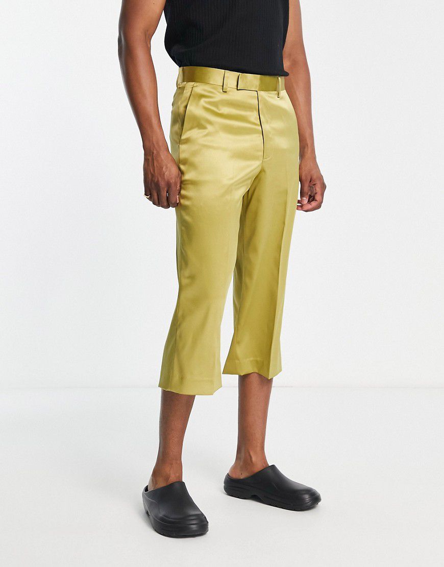 Pantaloni culotte eleganti a fondo ampio in raso oliato - ASOS DESIGN - Modalova