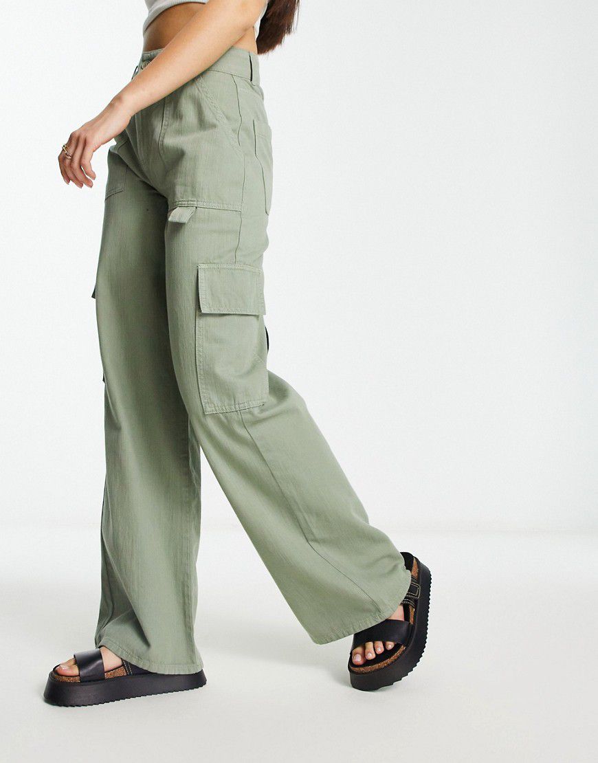 Pantaloni cargo dritti a vita alta color salvia - ASOS DESIGN - Modalova