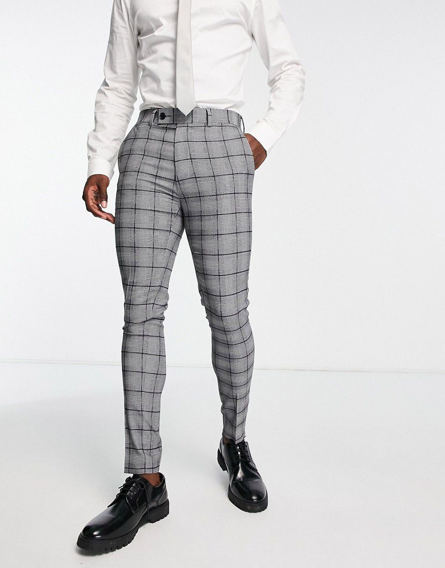 Pantaloni da abito super skinny a quadri testurizzato - ASOS DESIGN - Modalova