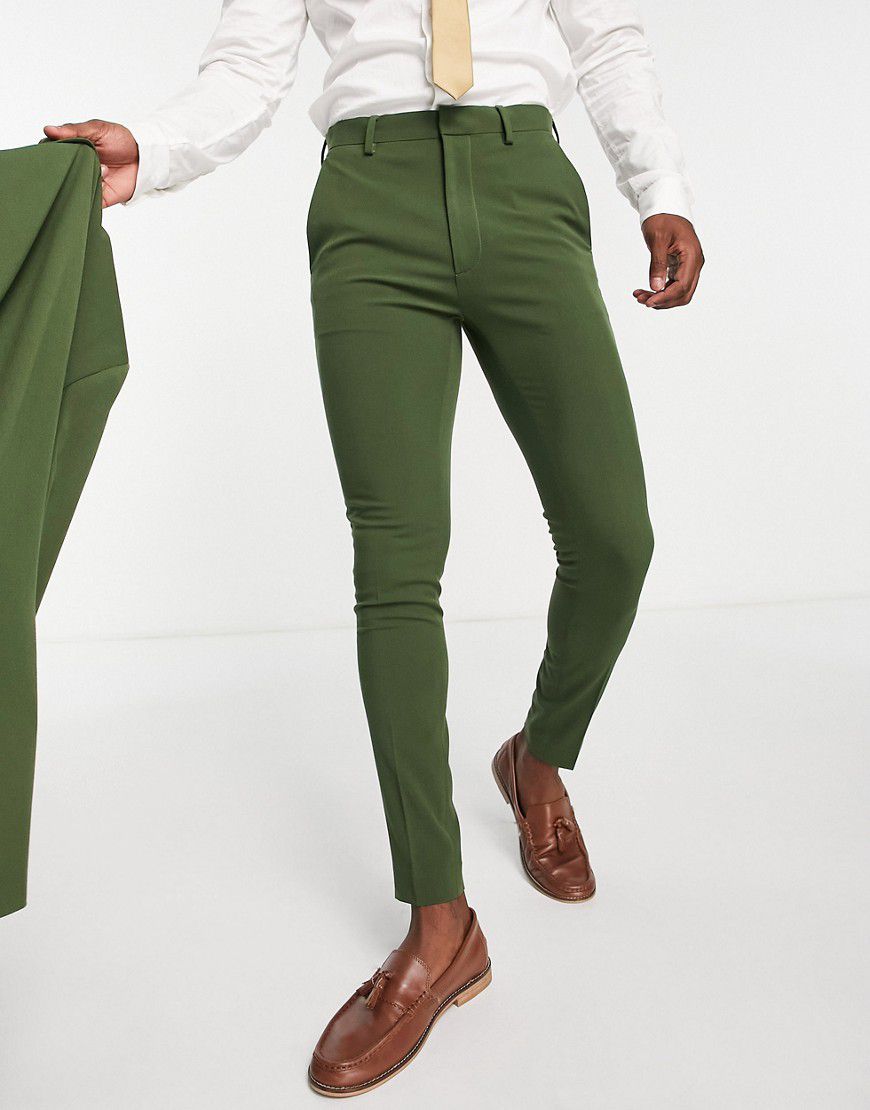 Pantaloni da abito super skinny kaki - ASOS DESIGN - Modalova