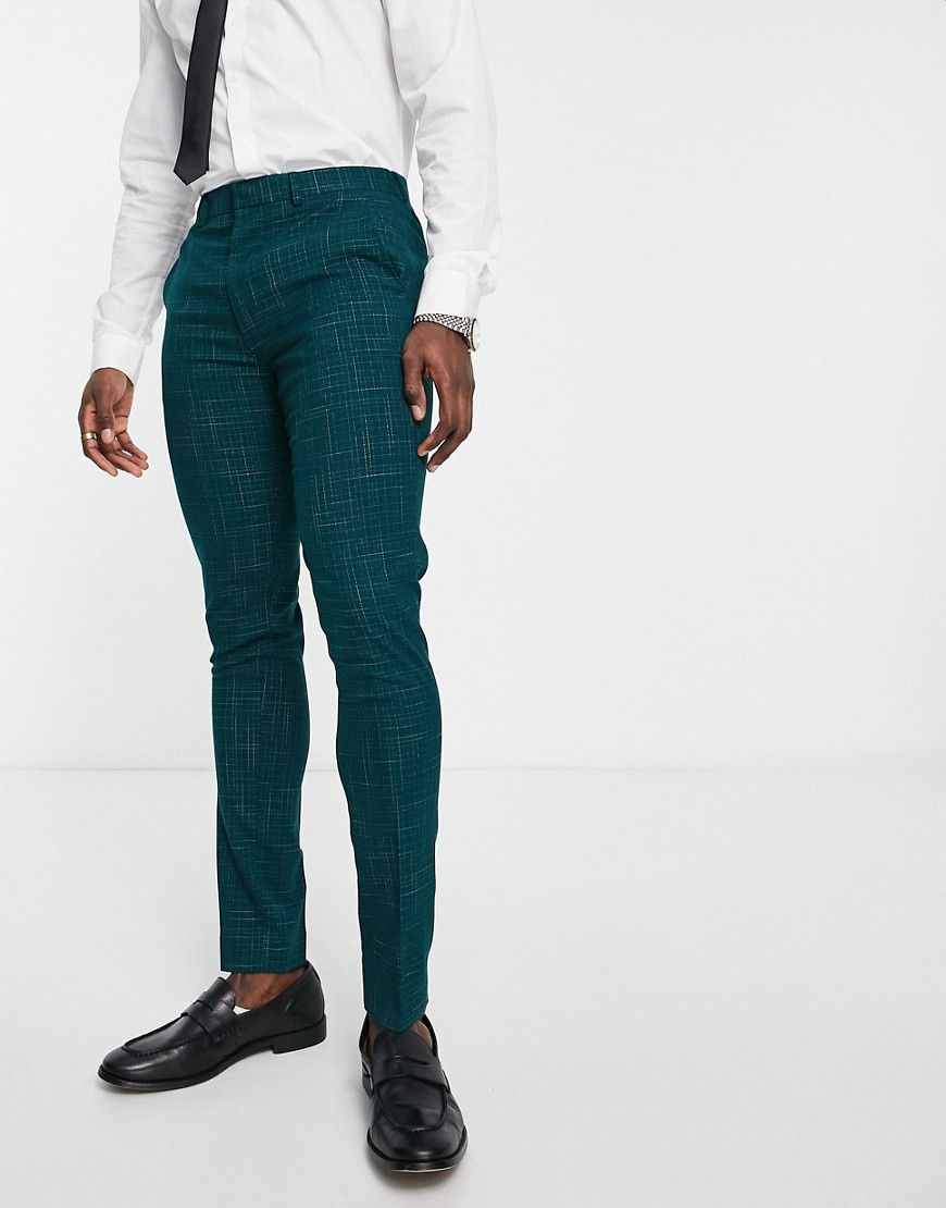 Pantaloni da abito skinny verdi con motivo a tratteggio - ASOS DESIGN - Modalova