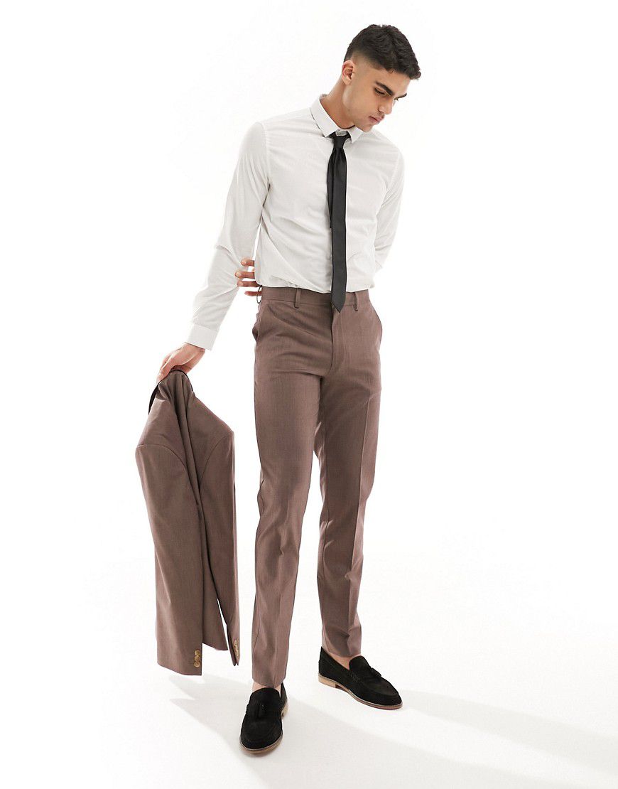 Pantaloni da abito slim marroni - ASOS DESIGN - Modalova