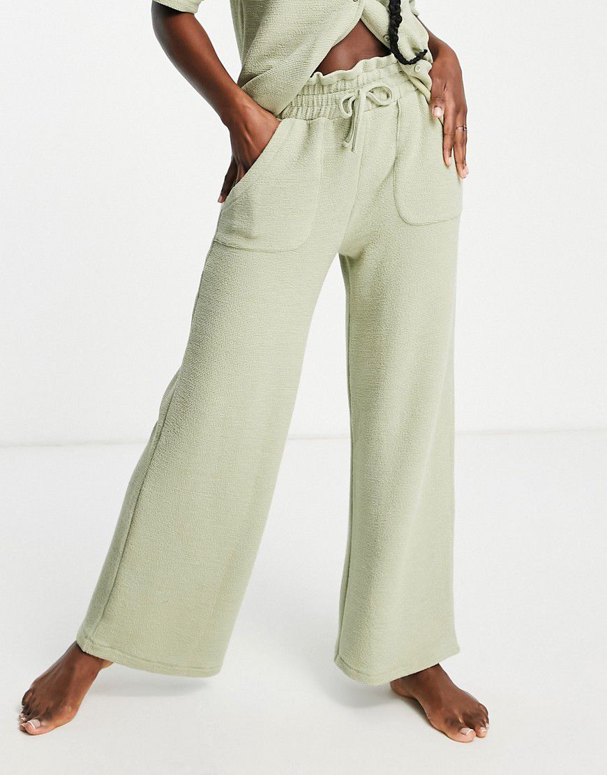 Pantaloni del pigiama Mix & Match in jersey stropicciato color salvia - ASOS DESIGN - Modalova