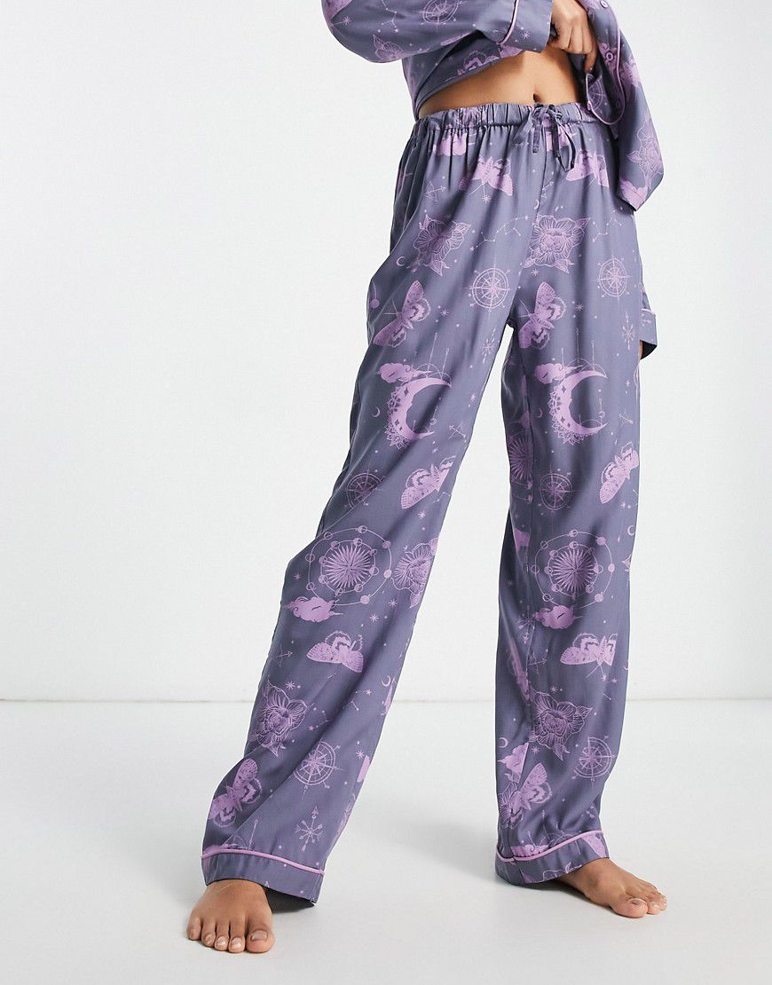 Pantaloni del pigiama mix & match in modal con stampa astrologica - ASOS DESIGN - Modalova