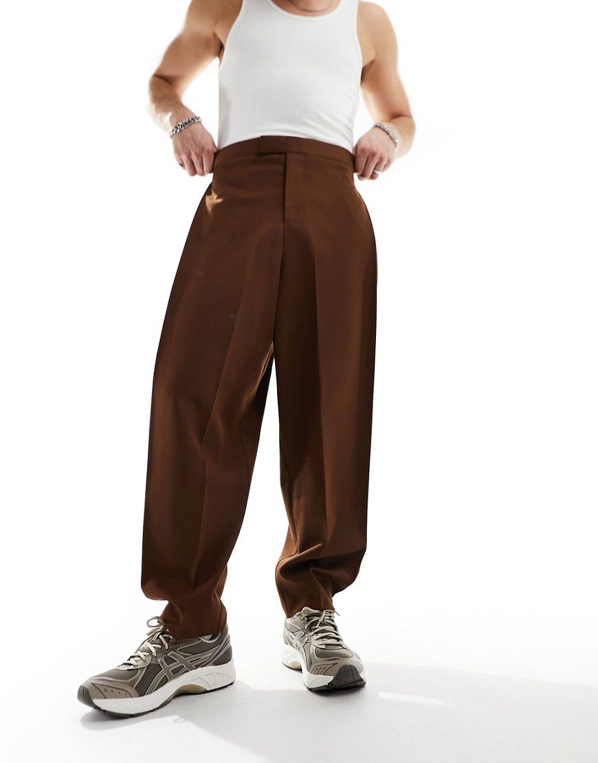 Pantaloni eleganti a palloncino con pieghe laterali - ASOS DESIGN - Modalova