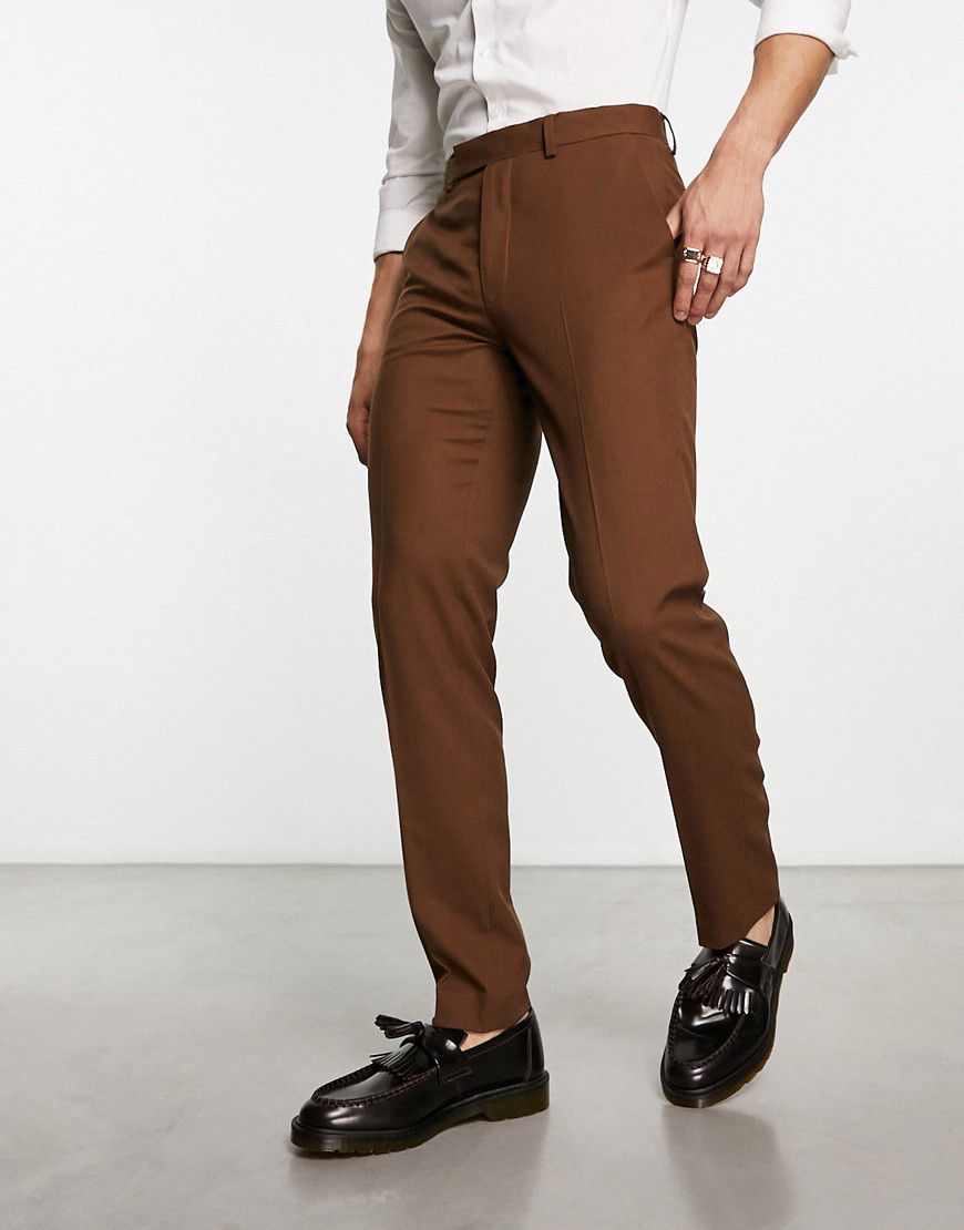 Pantaloni eleganti slim marroni - ASOS DESIGN - Modalova