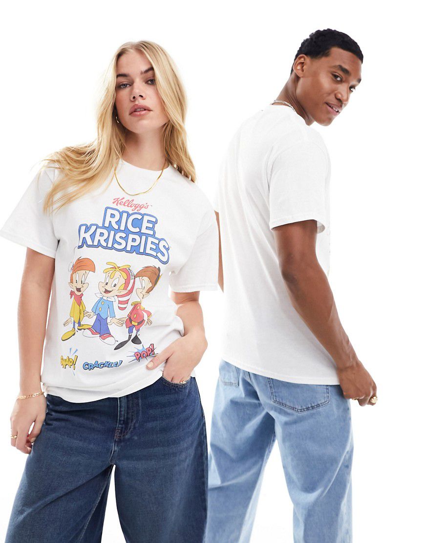 T-shirt unisex bianca con stampa su licenza Kellogg's Rice Krispies - ASOS DESIGN - Modalova