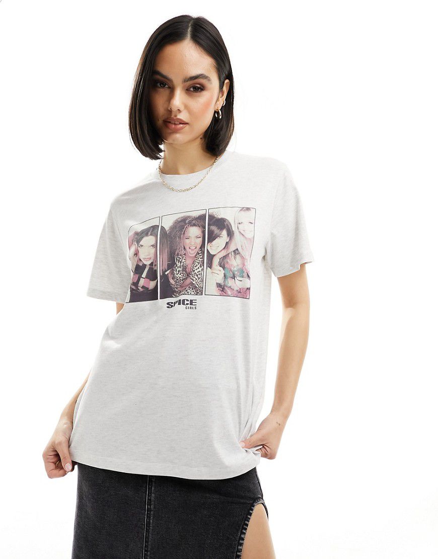 T-shirt vestibilità classica grigio mélange con grafica "Spice Girls" su licenza - ASOS DESIGN - Modalova