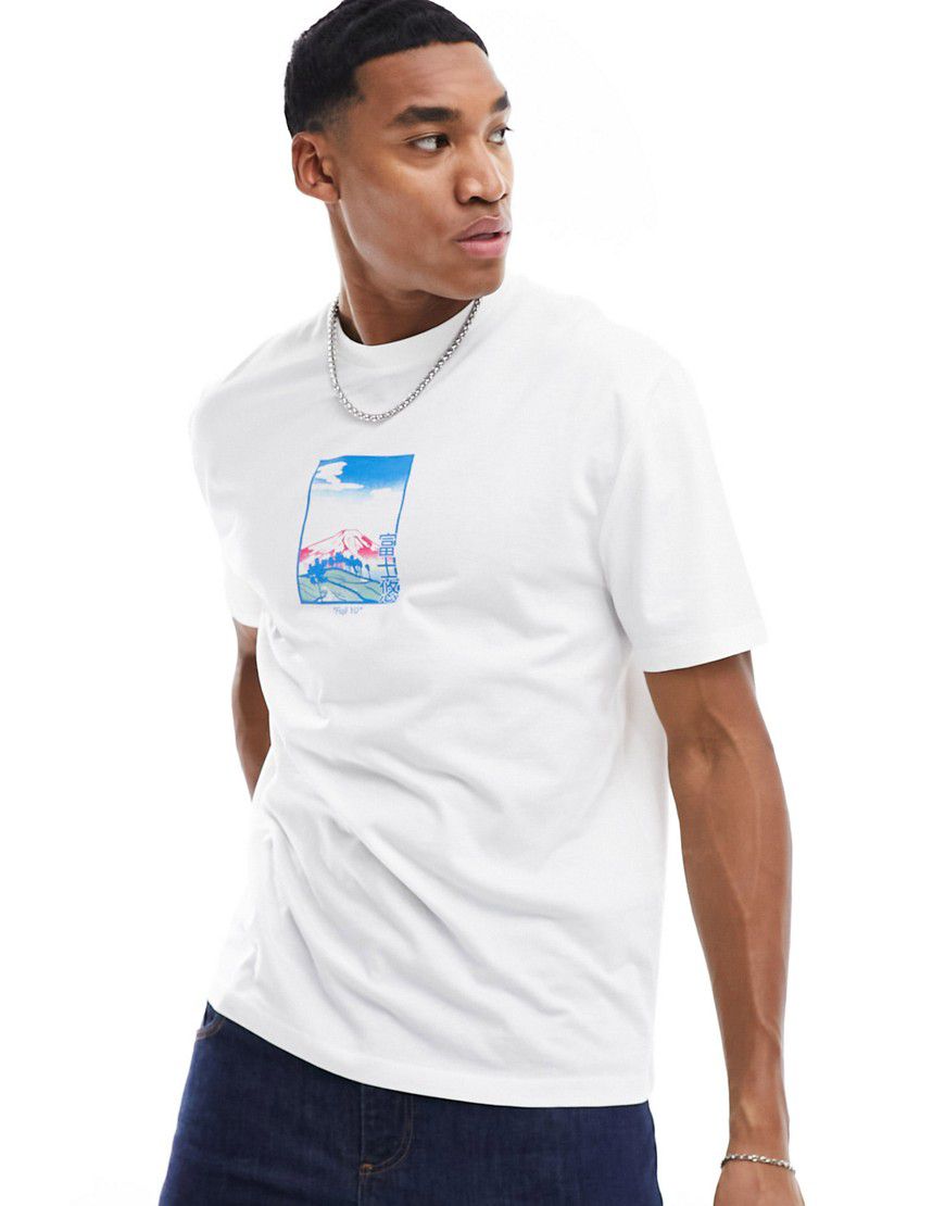 T-shirt comoda bianca con stampa "Souvenir" sul petto - ASOS DESIGN - Modalova