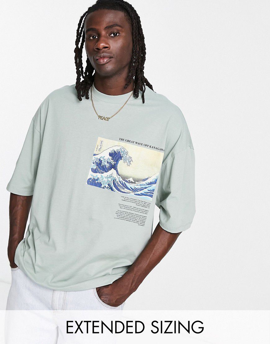 T-shirt oversize con stampa "Great Wave of Kanagawa" - ASOS DESIGN - Modalova