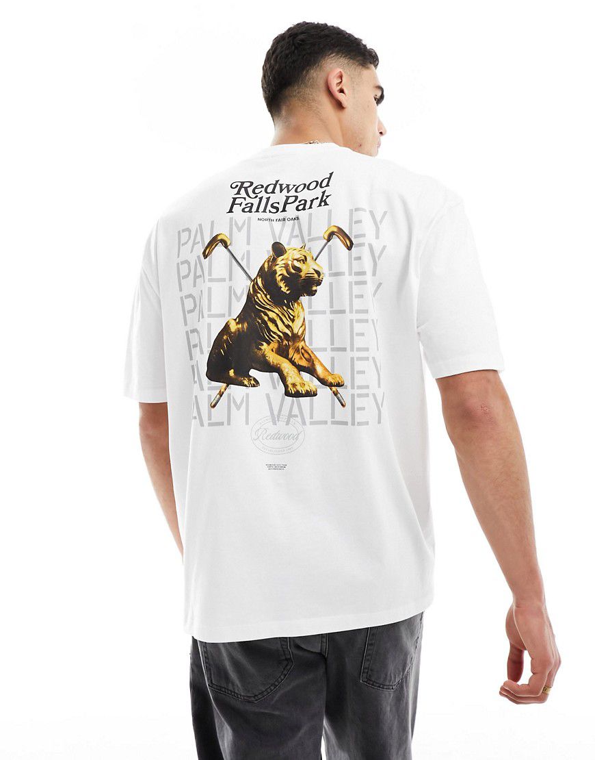 T-shirt oversize bianca con stampa di statua dorata sul retro - ASOS DESIGN - Modalova