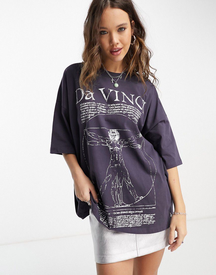 T-shirt oversize con grafica su licenza "Da Vinci" - ASOS DESIGN - Modalova