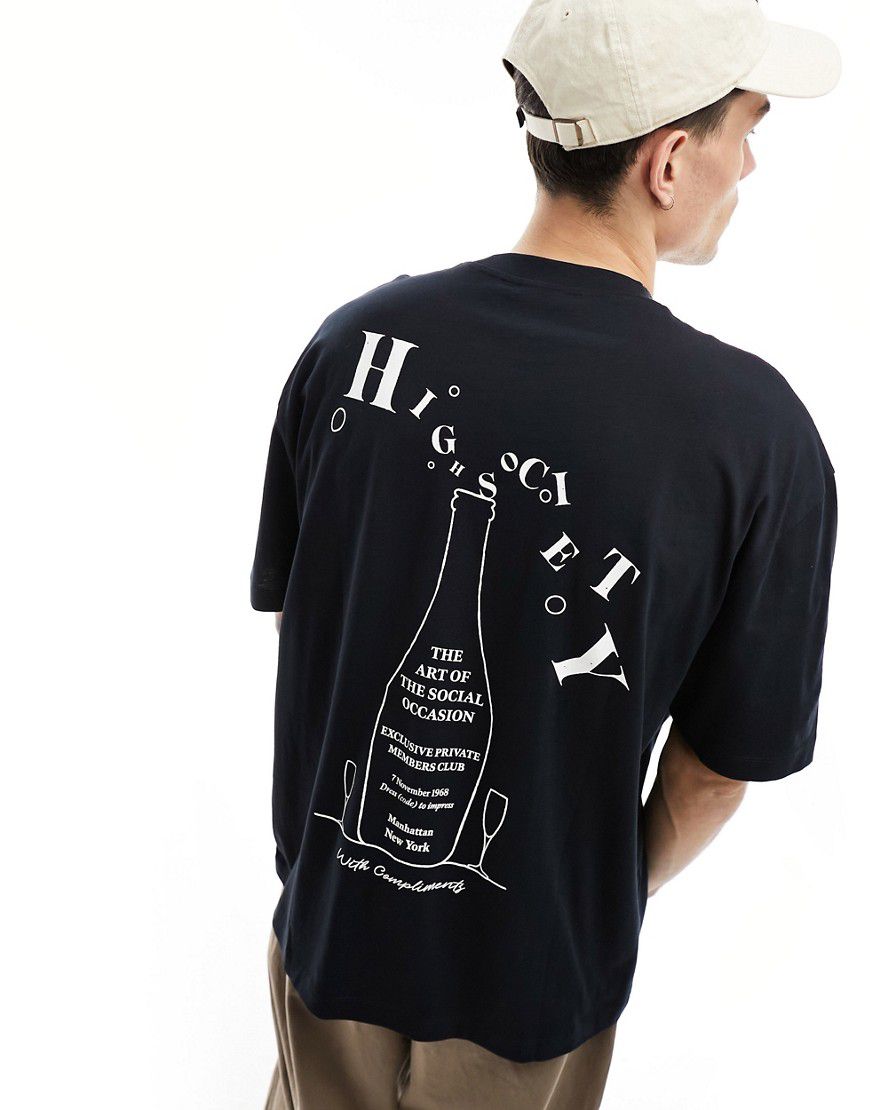 T-shirt oversize nera con stampa di drink sul retro - ASOS DESIGN - Modalova
