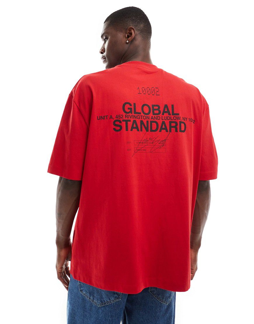 T-shirt oversize rossa con stampa sul retro - ASOS DESIGN - Modalova