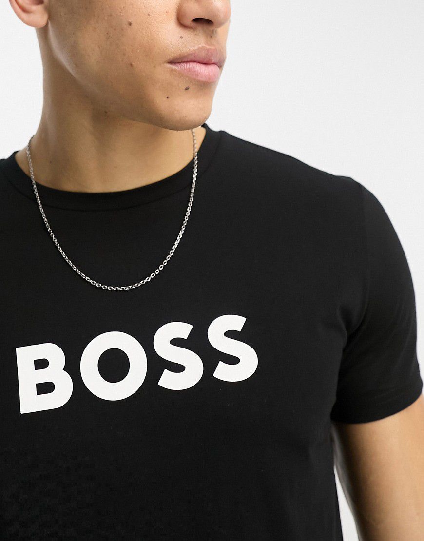 T-shirt da mare nera con logo - BOSS Bodywear - Modalova