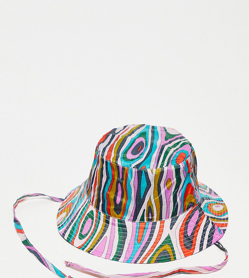Cappello da pescatore da festival effetto venatura del legno in tonalità vivaci - Baggu - Modalova