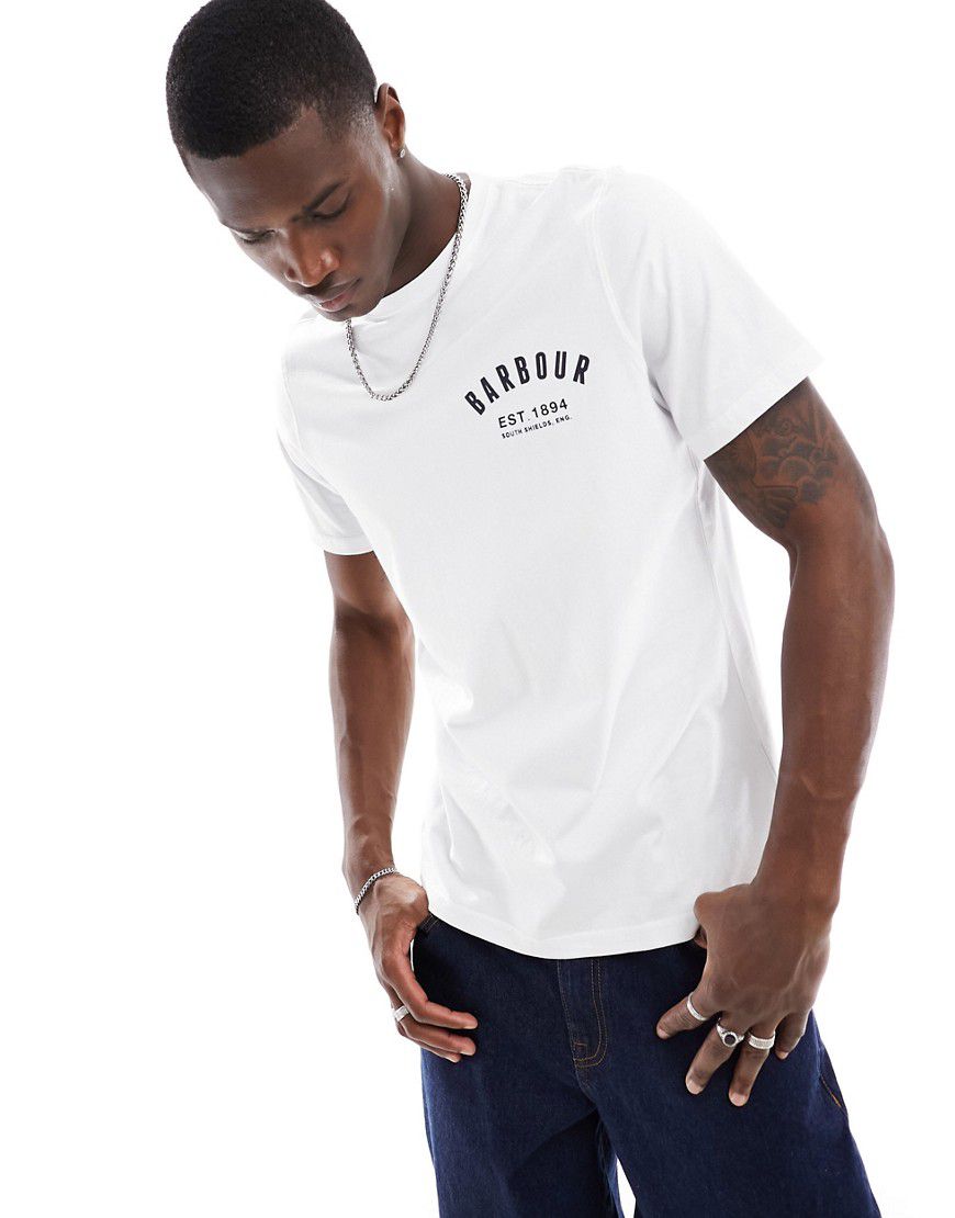 T-shirt bianca con logo piccolo stile college - Barbour - Modalova