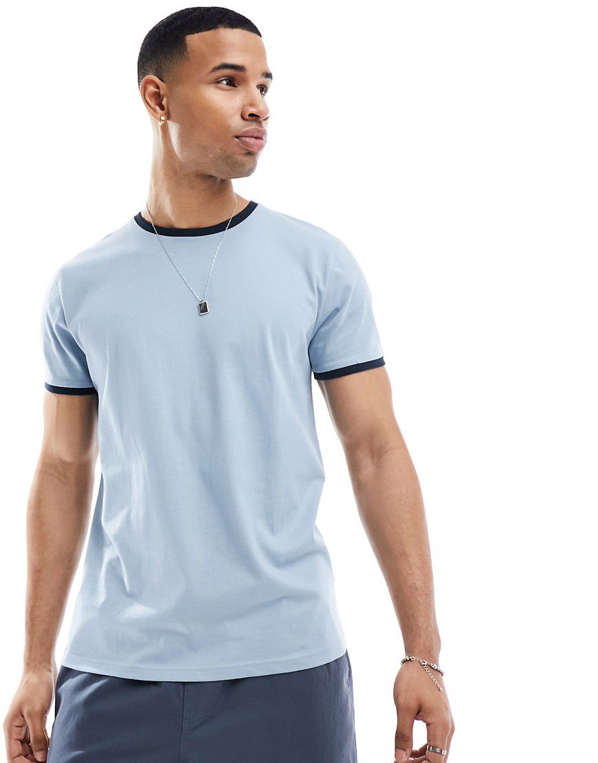 T-shirt color acciaio con profili navy a contrasto - Brave Soul - Modalova