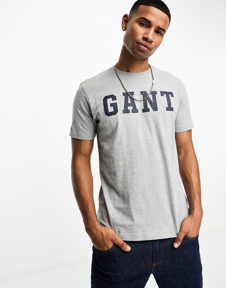 T-shirt mélange con logo stile college - Gant - Modalova